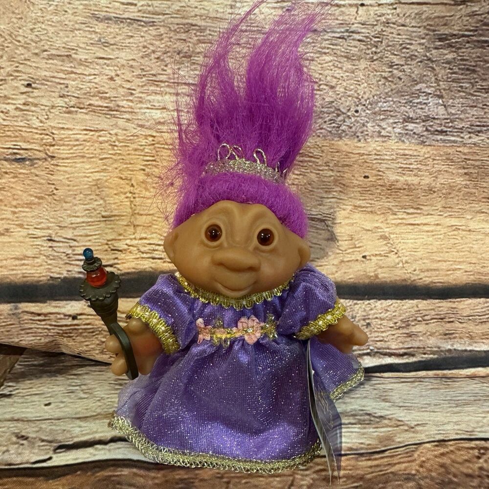 Vtg 2001 Playmates Totally Troll Princess Violet 5" Doll Scepter Tag Complete
